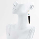 Jett Black Onyx Linear Golden Drop Earrings - Barse Jewelry - Flyclothing LLC