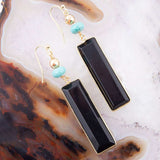 Jett Black Onyx Linear Golden Drop Earrings - Barse Jewelry - Flyclothing LLC