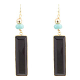 Jett Black Onyx Linear Golden Drop Earrings - Barse Jewelry - Flyclothing LLC