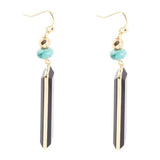 Jett Black Onyx Linear Golden Drop Earrings - Barse Jewelry - Flyclothing LLC