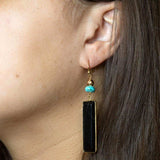 Jett Black Onyx Linear Golden Drop Earrings - Barse Jewelry - Flyclothing LLC