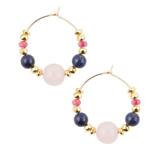 Julia Sodalite and Kunzite Hoop Earrings - Barse Jewelry - Flyclothing LLC