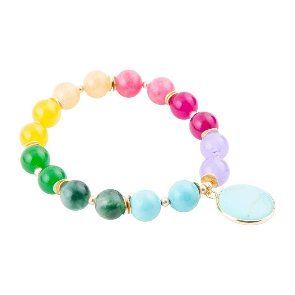 kaleidoscope Multistone Blue Turquoise Charm Bracelet - Barse Jewelry - Flyclothing LLC