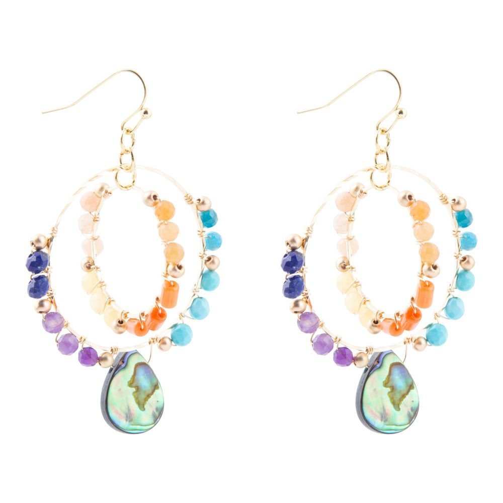 Kaleidoscope Multistone Golden Chandelier Earrings - Barse Jewelry - Flyclothing LLC