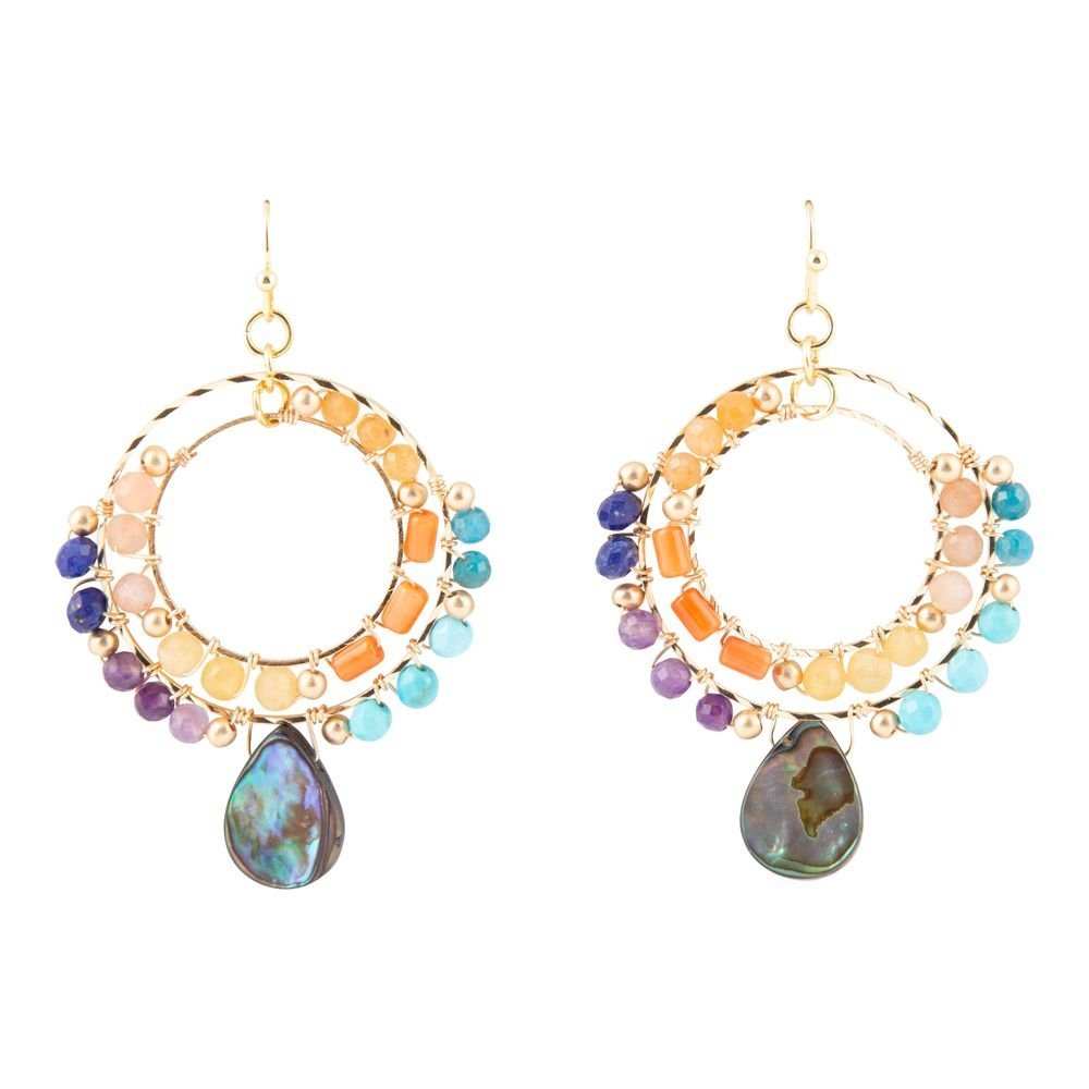 Kaleidoscope Multistone Golden Chandelier Earrings - Barse Jewelry - Flyclothing LLC