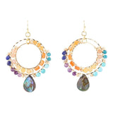 Kaleidoscope Multistone Golden Chandelier Earrings - Barse Jewelry - Flyclothing LLC