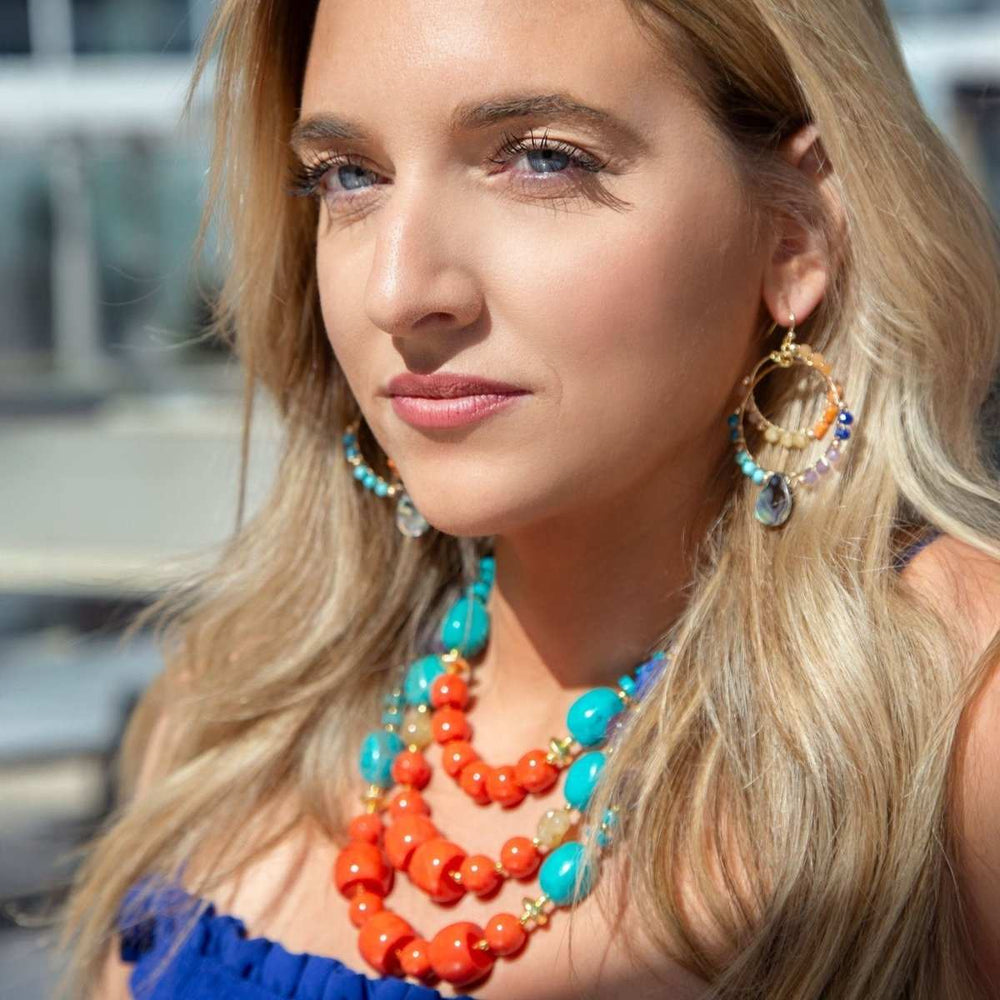 Kaleidoscope Multistone Golden Chandelier Earrings - Barse Jewelry - Flyclothing LLC