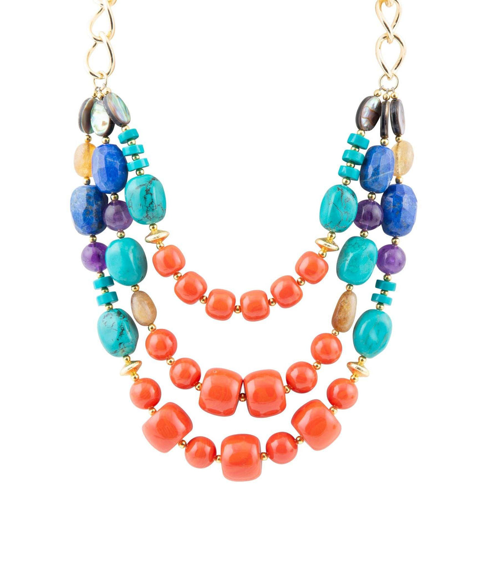 Kaleidoscope Multistone Statement Golden Necklace - Barse Jewelry - Flyclothing LLC