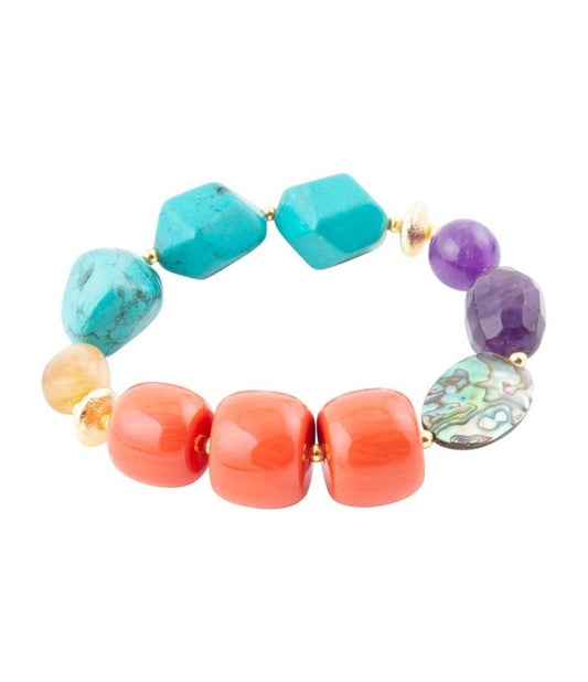 Keleidoscope Multistone Chunky Golden Bracelet - Barse Jewelry - Flyclothing LLC