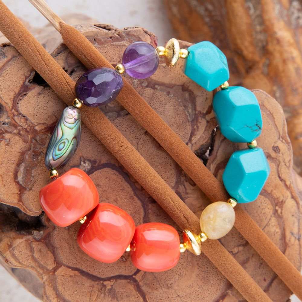 Keleidoscope Multistone Chunky Golden Bracelet - Barse Jewelry - Flyclothing LLC