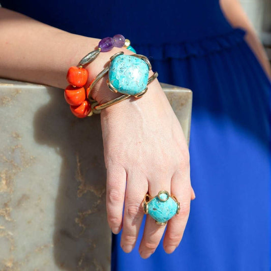 Keleidoscope Multistone Chunky Golden Bracelet - Barse Jewelry - Flyclothing LLC