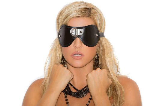 Elegant Moments Black Leather Blindfold W/ 'D' Ring L9439 - Elegant Moments - Flyclothing LLC