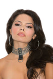 Elegant Moments Black 3 Chain And Leather Collar L9731 - Elegant Moments - Flyclothing LLC