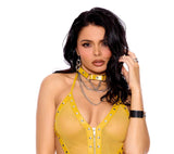 Elegant Moments Yellow Leather Choker W/Chain L9863 - Elegant Moments - Flyclothing LLC