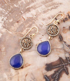Lace Blue Agate Drop Golden Earrings - Barse Jewelry - Flyclothing LLC