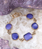 Lace Blue Agate Link Golden Bracelet - Barse Jewelry - Flyclothing LLC