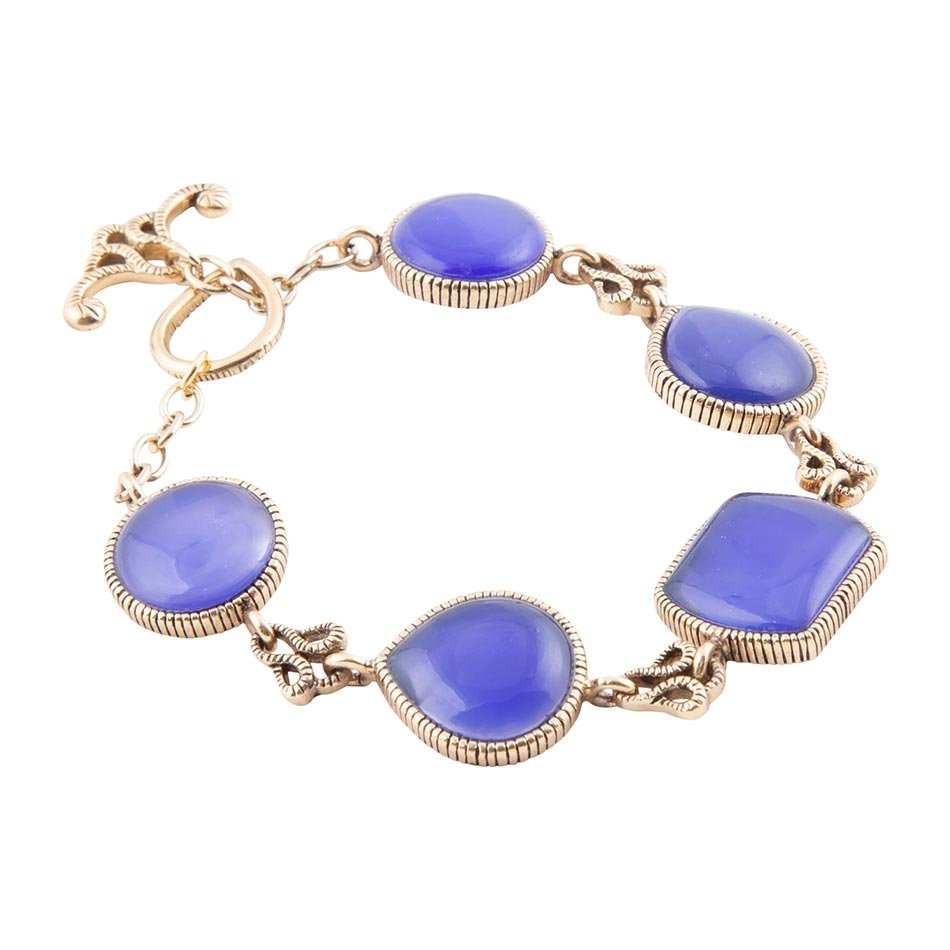 Lace Blue Agate Link Golden Bracelet - Barse Jewelry - Flyclothing LLC