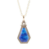 Blue Lapis Golden Elongated Pendant Necklace - Barse Jewelry - Flyclothing LLC