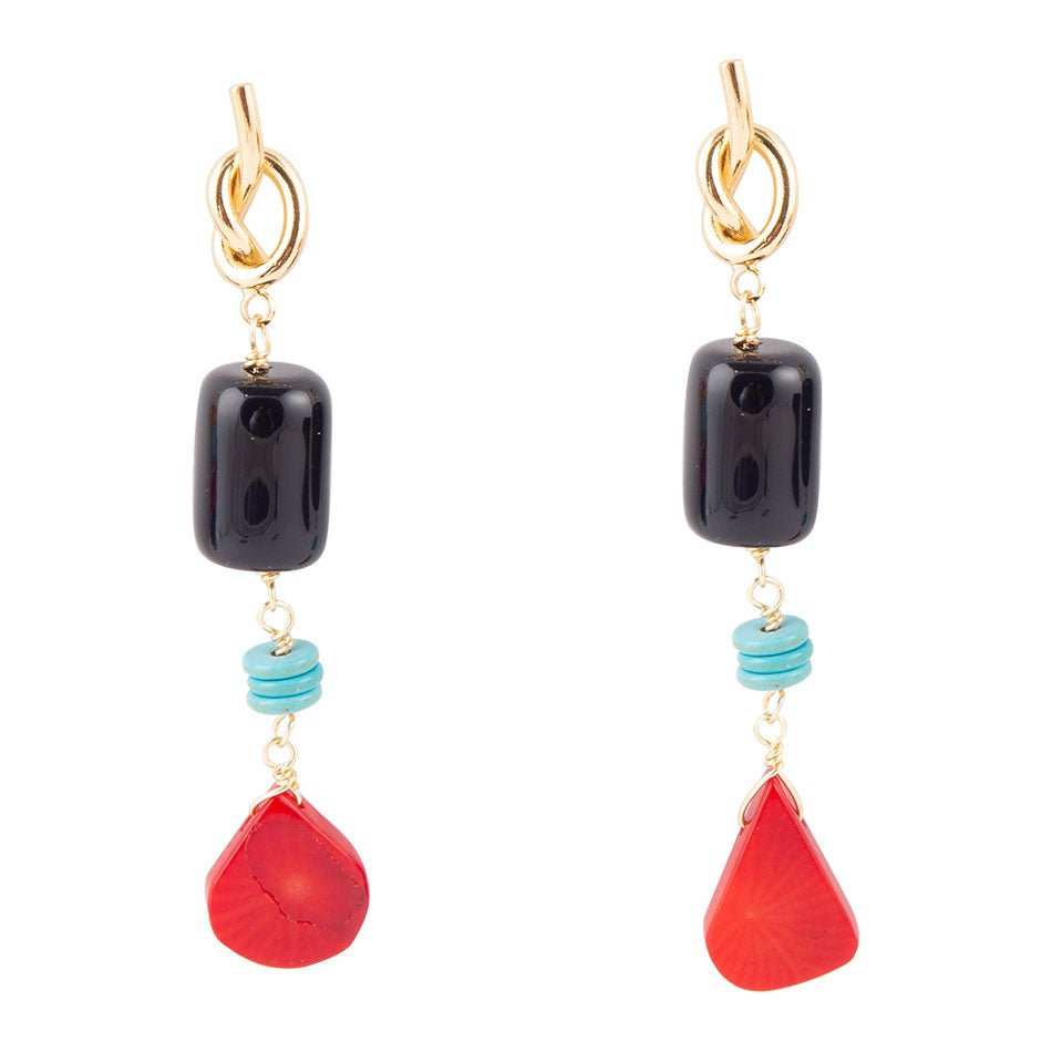 Lapis and Coral Post Drop Earrings - Barse Jewelry - Flyclothing LLC