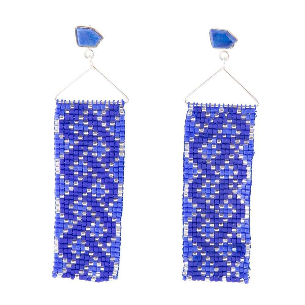 Lapis Woven Seed Bead Earrings - Barse Jewelry - Flyclothing LLC