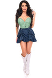 Daisy Corsets Lavish 2 PC Mint Green Brocade Corset & Denim Skirt Set - Daisy Corsets - Flyclothing LLC