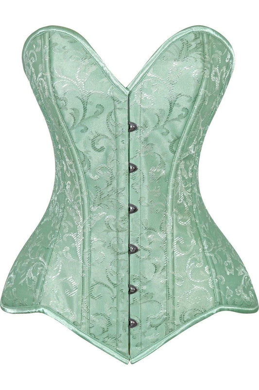 Daisy Corsets Lavish 2 PC Mint Green Brocade Corset & Denim Skirt Set - Daisy Corsets - Flyclothing LLC