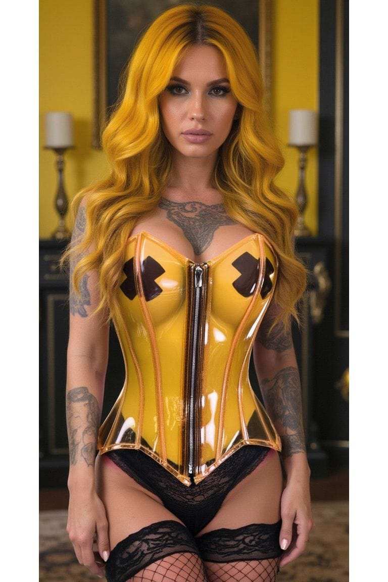 Daisy Corsets Lavish Clear Yellow Overbust Corset - Daisy Corsets - Flyclothing LLC