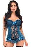 Daisy Corsets Lavish Dark Teal Lycra & Lace Hook & Eye Stretch Bustier Corset - Daisy Corsets - Flyclothing LLC