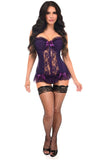 Daisy Corsets Lavish Plum Lycra & Lace Hook & Eye Stretch Bustier Corset - Daisy Corsets - Flyclothing LLC