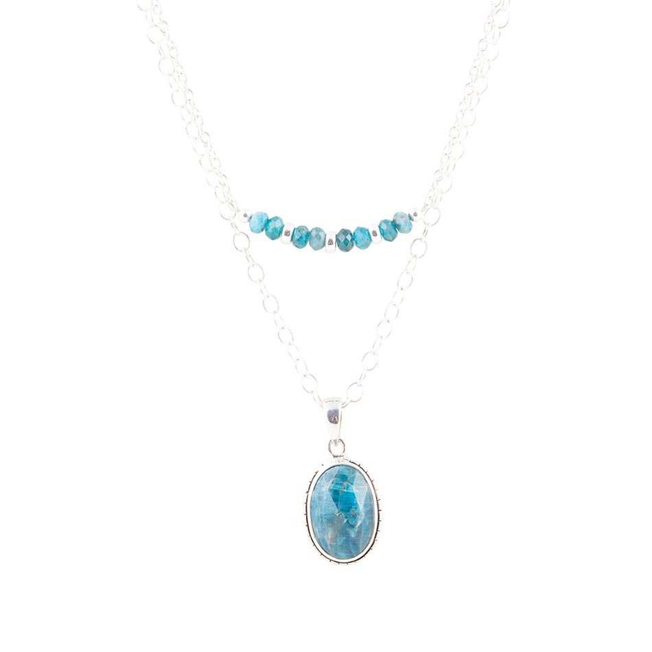 Layered Blue Apatite and Sterling Silver Necklace - Barse Jewelry - Flyclothing LLC