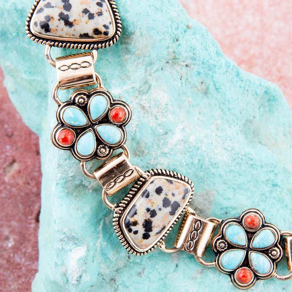 Legacy Blue Turquoise and Dalmatian Jasper Golden Bracelet - Barse Jewelry - Flyclothing LLC