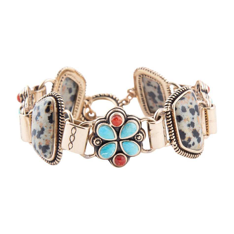 Legacy Blue Turquoise and Dalmatian Jasper Golden Bracelet - Barse Jewelry - Flyclothing LLC