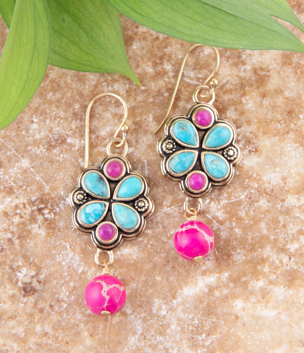 Legacy Pink Agate Golden Drop Earrings - Barse Jewelry - Flyclothing LLC