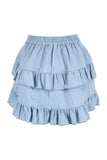 Daisy Corsets Light Blue Denim Ruched Bustle Skirt - Daisy Corsets - Flyclothing LLC