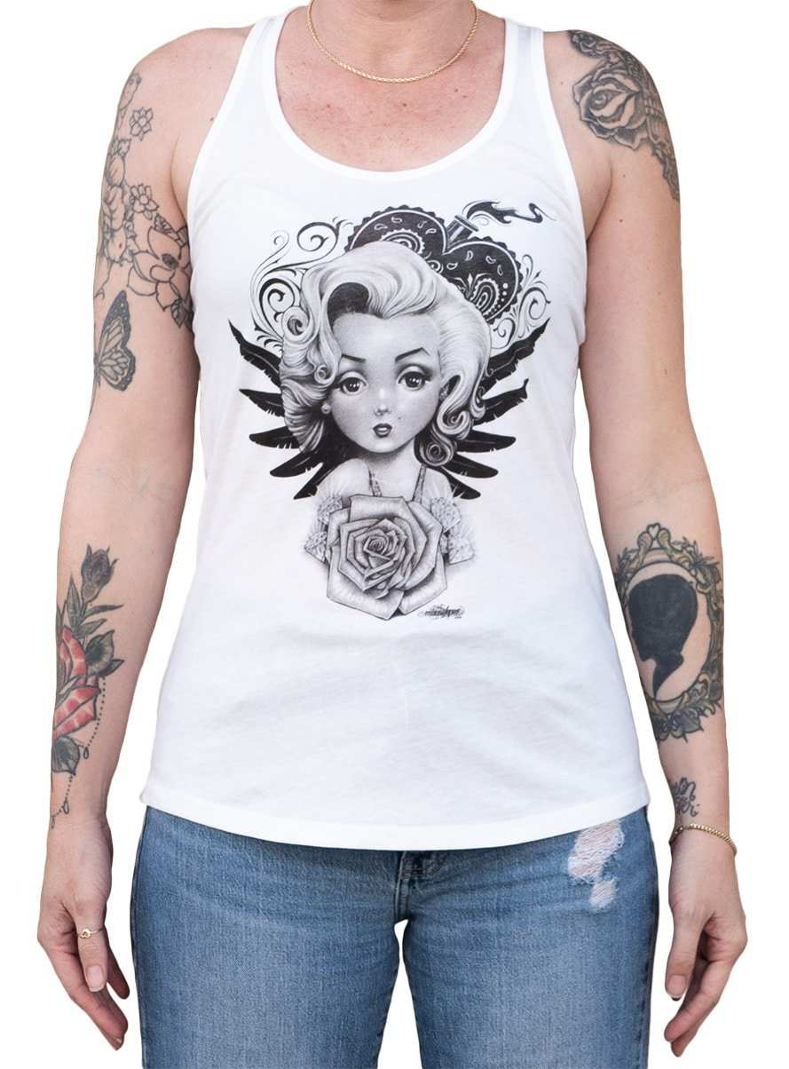 Black Market Art Company Lil Marilyn Women's Racer Back Tank Top - Black Market Art Company - Flyclothing LLC