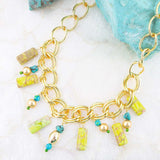 Lime Green Jasper Charm Golden Necklace - Barse Jewelry - Flyclothing LLC