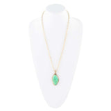 Lime Green Turquoise Boulder Golden Pendant Necklace - Barse Jewelry - Flyclothing LLC