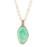 Lime Green Turquoise Boulder Golden Pendant Necklace - Barse Jewelry - Flyclothing LLC