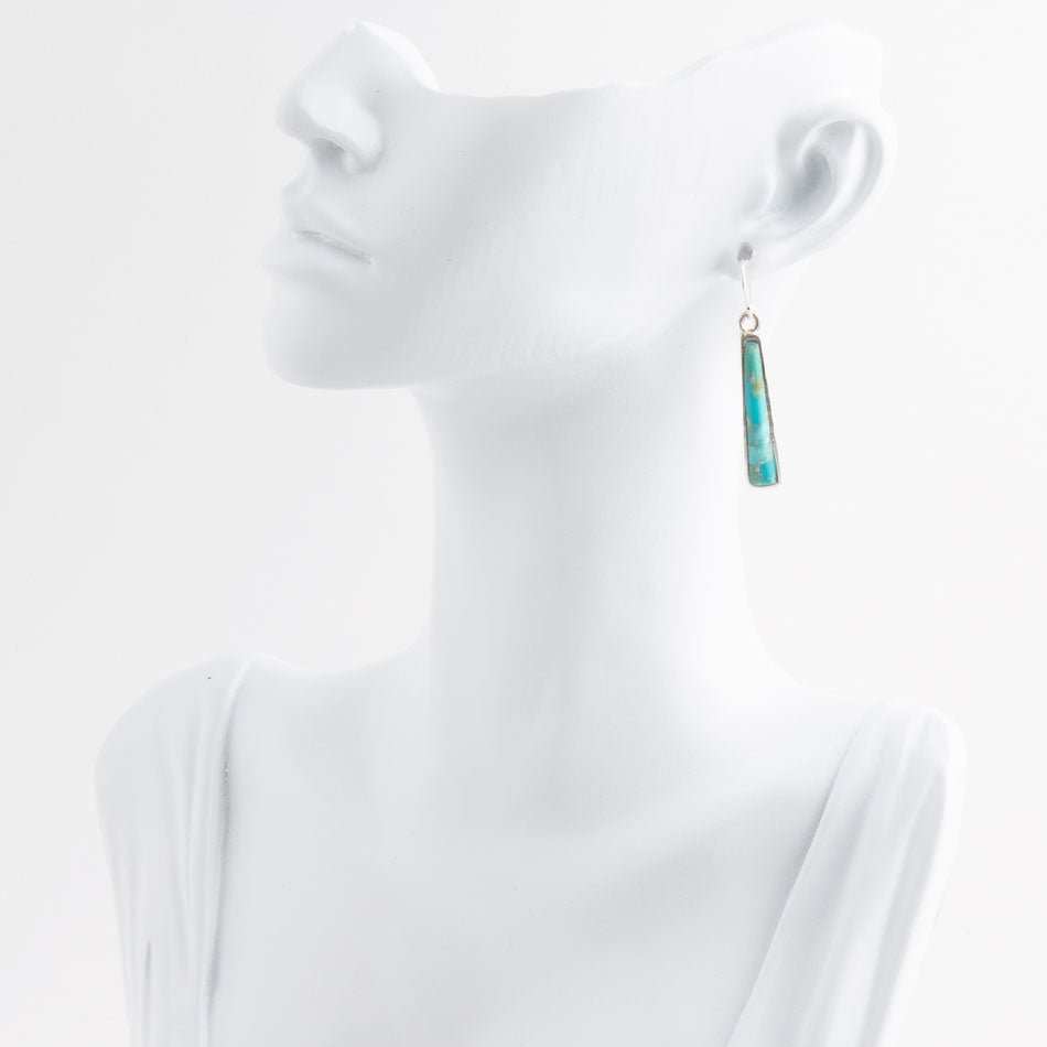 Line Blue Turquoise Sterling Silver Drop Earrings - Barse Jewelry - Flyclothing LLC