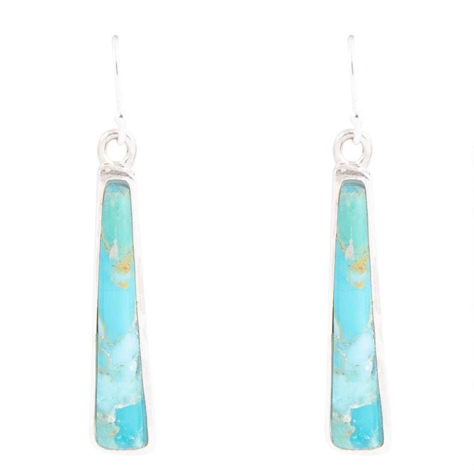 Line Blue Turquoise Sterling Silver Drop Earrings - Barse Jewelry - Flyclothing LLC