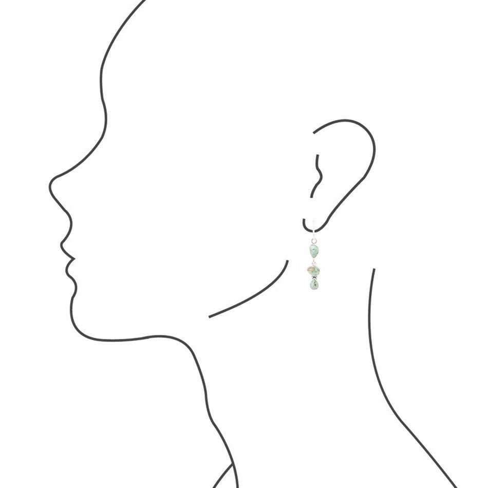 Linear Triple Stone Blue Turquoise and Sterling Silver Earrings - Barse Jewelry - Flyclothing LLC