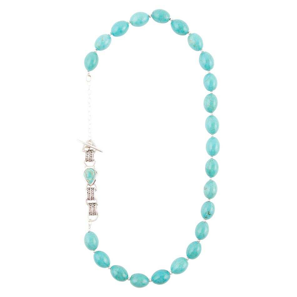 Linked Sterling Blue Turquoise Nugget Necklace - Barse Jewelry - Flyclothing LLC