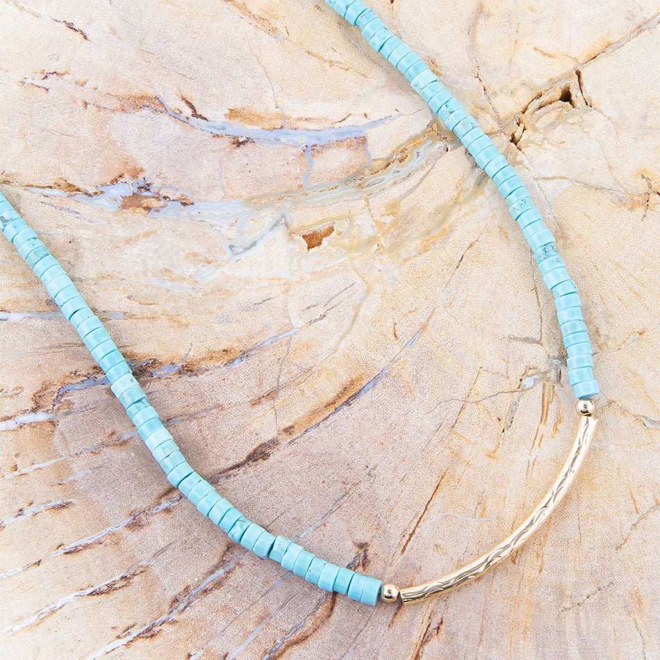 Little Bit Turquoise Golden Bar Necklace - Barse Jewelry - Flyclothing LLC