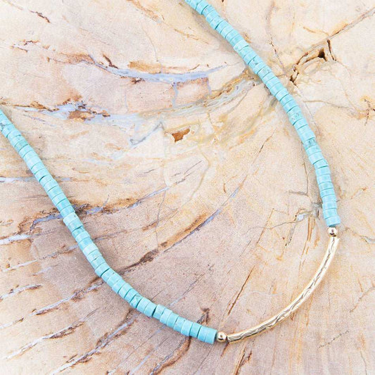 Little Bit Turquoise Golden Bar Necklace - Barse Jewelry - Flyclothing LLC