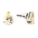 LO052 - Rhodium Brass Earrings with AAA Grade CZ in Citrine Yellow - Alamode - Flyclothing LLC