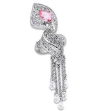LO1010 - Rhodium Brass Ring with AAA Grade CZ in Rose - Alamode - Flyclothing LLC