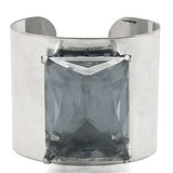 LO1133 - Antique Silver Brass Bangle with Synthetic Synthetic Glass in Clear - Alamode - Flyclothing LLC