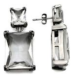 LO1139 - Antique Silver Brass Earrings with AAA Grade CZ in Clear - Alamode - Flyclothing LLC