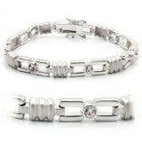 LO1162 - Matte Rhodium & Rhodium Brass Bracelet with AAA Grade CZ in Clear - Alamode - Flyclothing LLC
