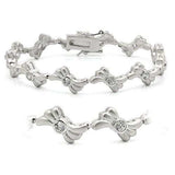 LO1164 - Matte Rhodium & Rhodium Brass Bracelet with AAA Grade CZ in Clear - Alamode - Flyclothing LLC